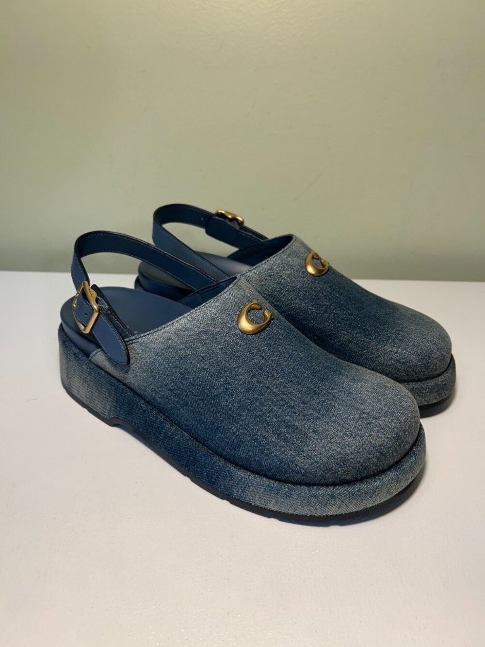 Coach Women's Sculpted C Platform Clog In Loved Denim - Picture 7 of 15